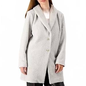 NEW GIRL WITH CURVES COLLECTION sherpa coat in grey
